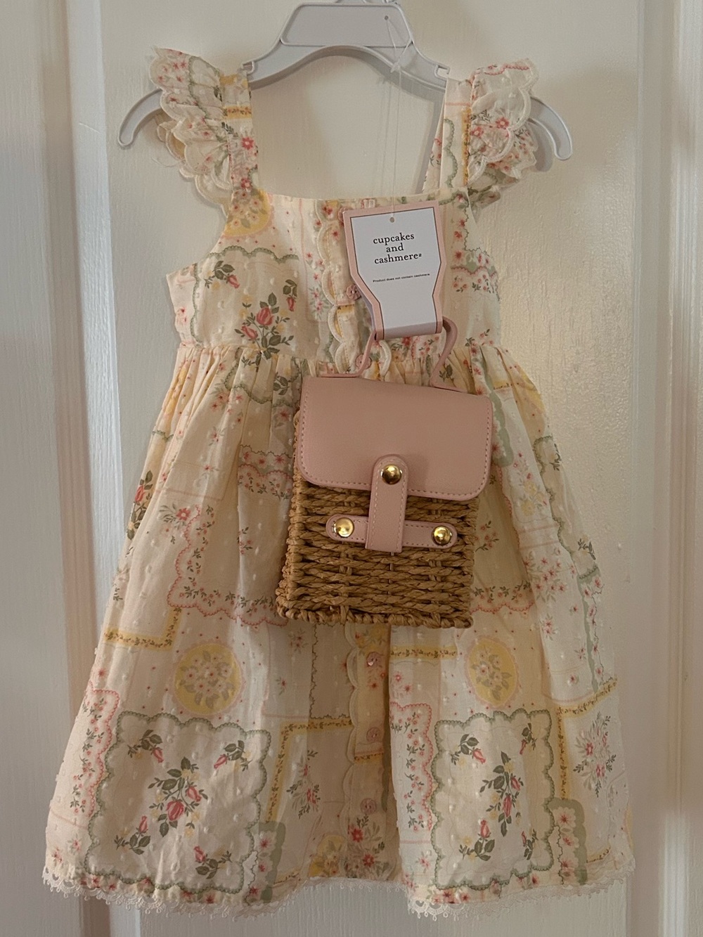 Cream Floral Dress with Basket